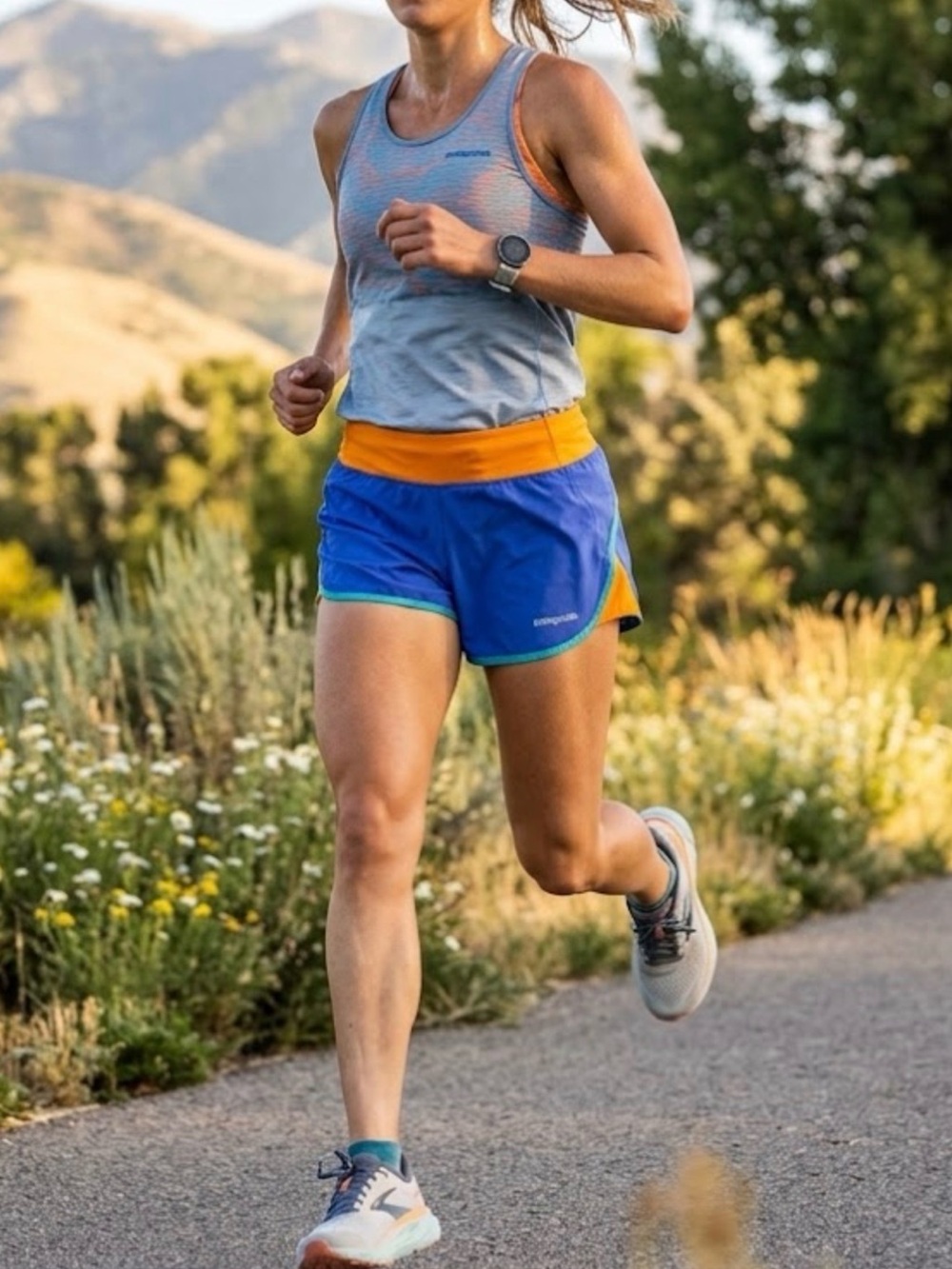 Patagonia Nine Trails Running Shorts Women S Blue Orange Pocket Built In Liner